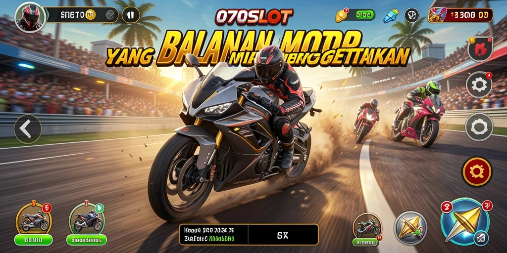 Tangkapan layar gameplay balapan motor yang seru di 070SLOT.