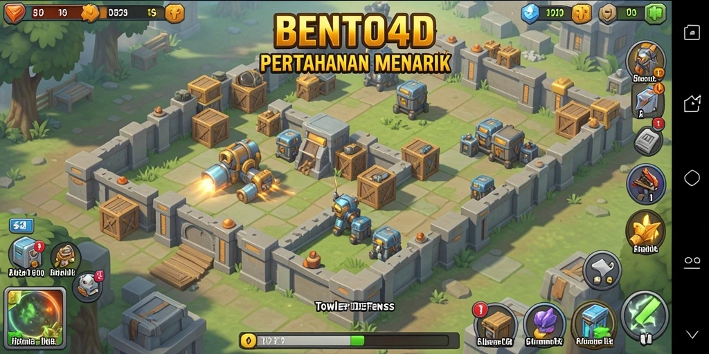 Screenshot gameplay BENTO4D menampilkan aksi menegangkan dalam Tower Defense.