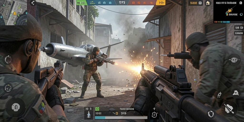 Tangkapan layar menunjukkan aksi intens dalam game F7F7 dengan grafis yang luar biasa.