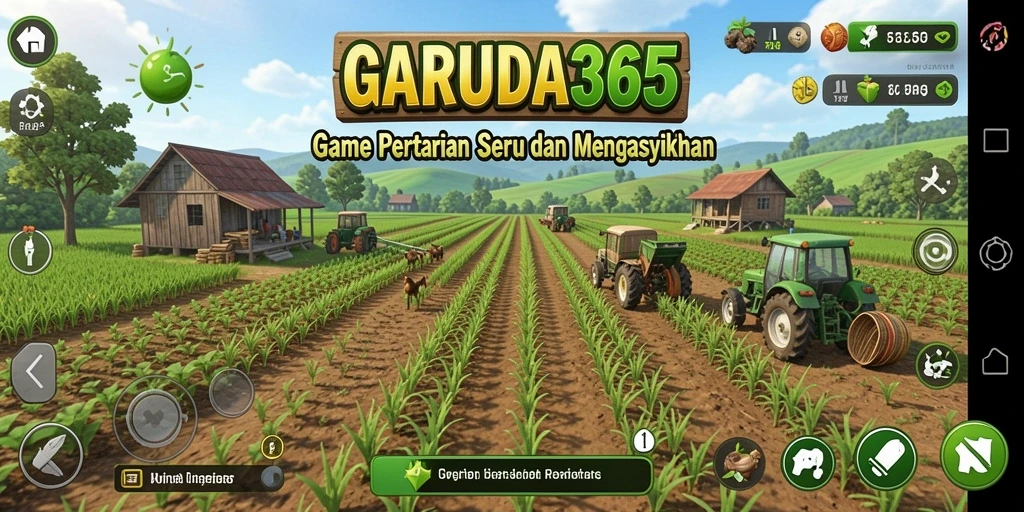 Tangkapan layar gameplay GARUDA365 dengan suasana pertanian yang cerah.
