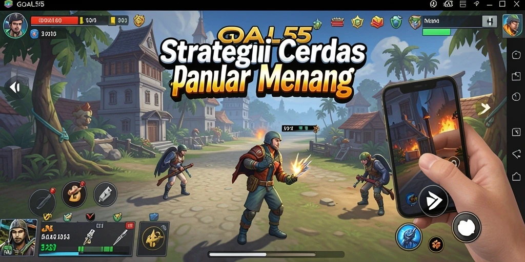 Tampilan gameplay strategi yang intens dan mendebarkan dalam GOAL55.