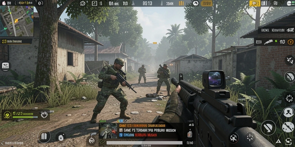 Tampilan gameplay yang mendebarkan dan aksi tembak-menembak yang intens.