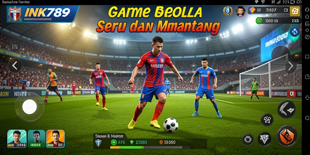 Screenshot gameplay INK789 yang menunjukkan aksi pertandingan sepak bola.