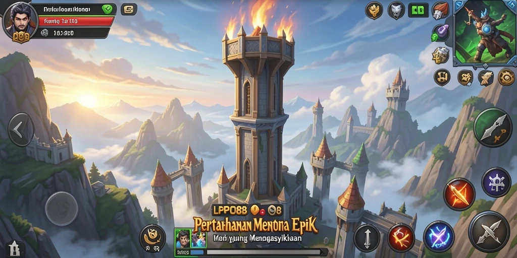 Tampilan menara pertahanan siap untuk menghadang musuh.