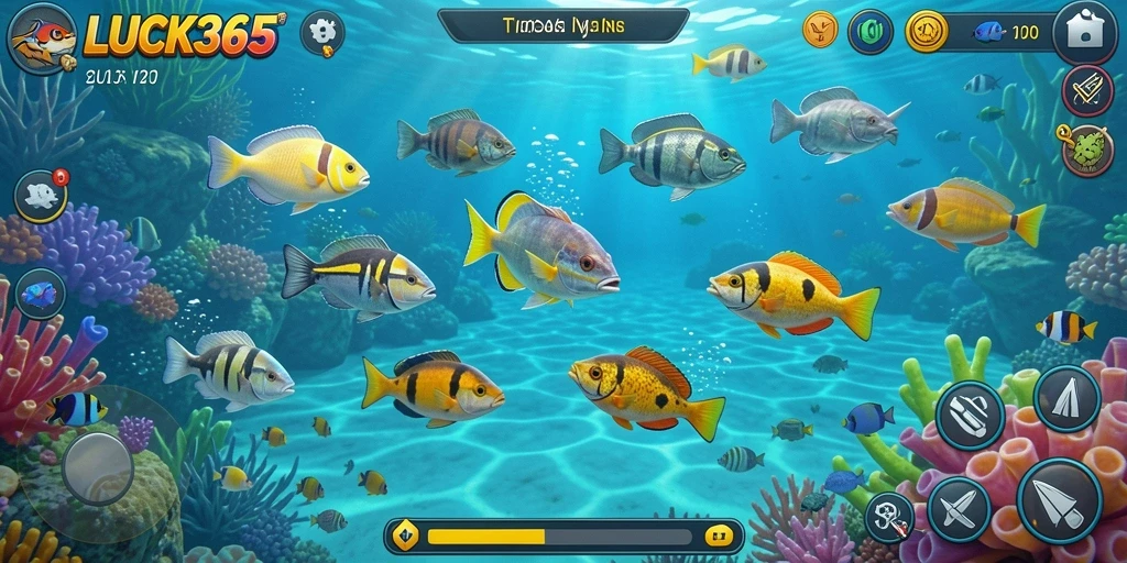 Screenshot gameplay LUCK365 menampilkan aksi menembak ikan yang seru.