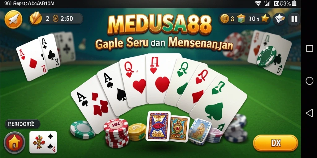 Tampilan gameplay Gaple di MEDUSA88 yang seru dan interaktif.