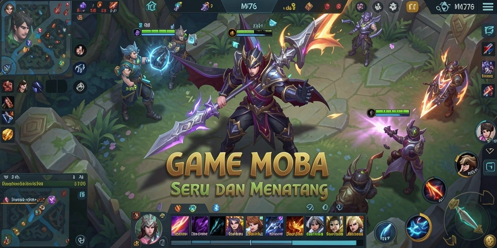 Screenshot MPO76 menampilkan aksi intens dalam pertempuran MOBA.