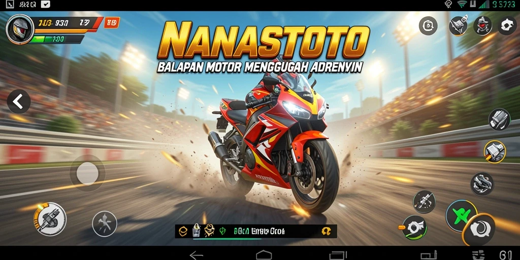 Tampilan gameplay NANASTOTO yang memukau saat balapan motor.