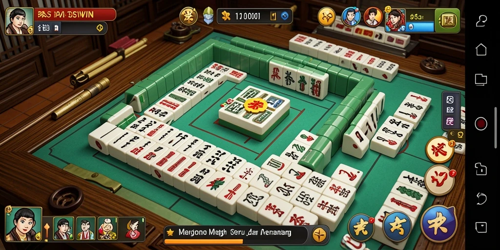 Tangkapan layar dari gameplay menarik PASTIWIN yang menampilkan Mahjong.