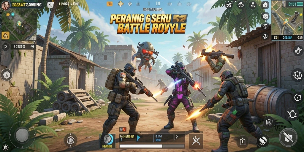 Tampilan utama gameplay SOBATGAMING dengan aksi bertempur seru.