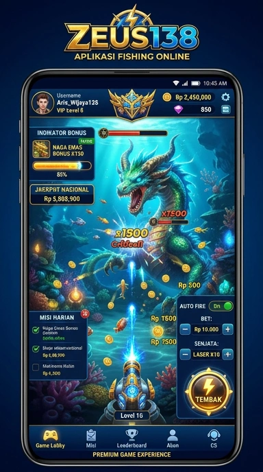 Menu aplikasi yang mudah diakses di zeus138.